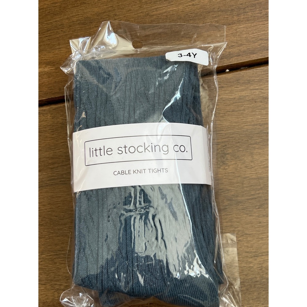 Little Stocking Co Kids French Blue Cable Knit Tights Size 3-4Y AW23-FRENCH BLUE